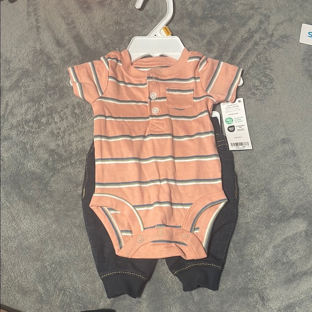 Striped Pink and Navy Kids One Piece